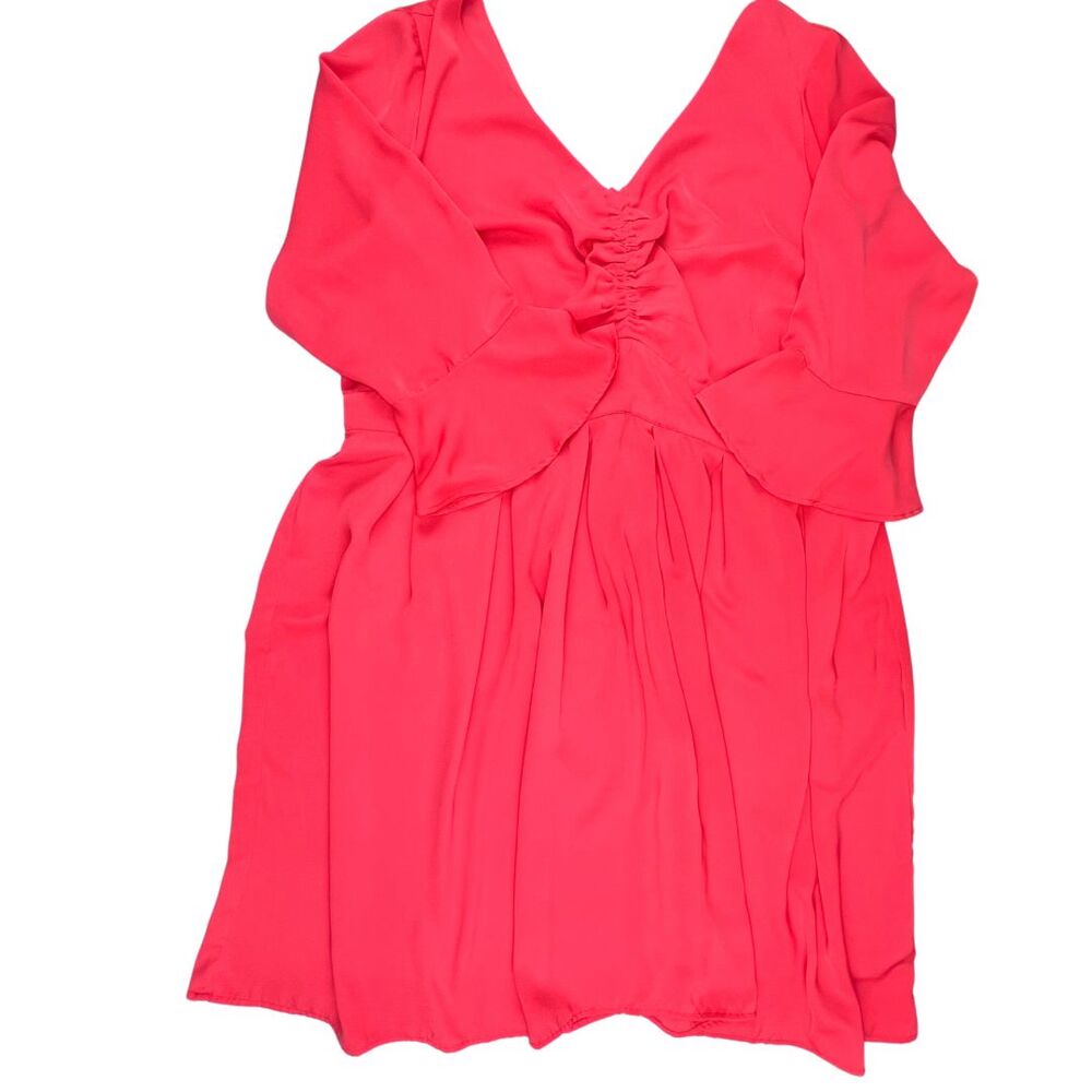 Eloquii Cocktail Dress 26 Pink Flared Sleeves Flowy Adjustable Neckline Dress - Picture 5 of 14